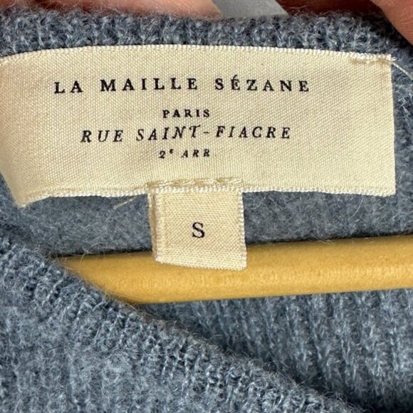 Sezane Gaspard Reversible Sweater Size Small Vintage Blue Cardigan Knit Mohair S - Picture 5 of 12